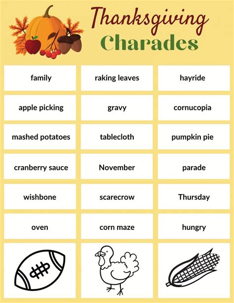 thanksgiving charades words|200+ Thanksgiving Charades Ideas